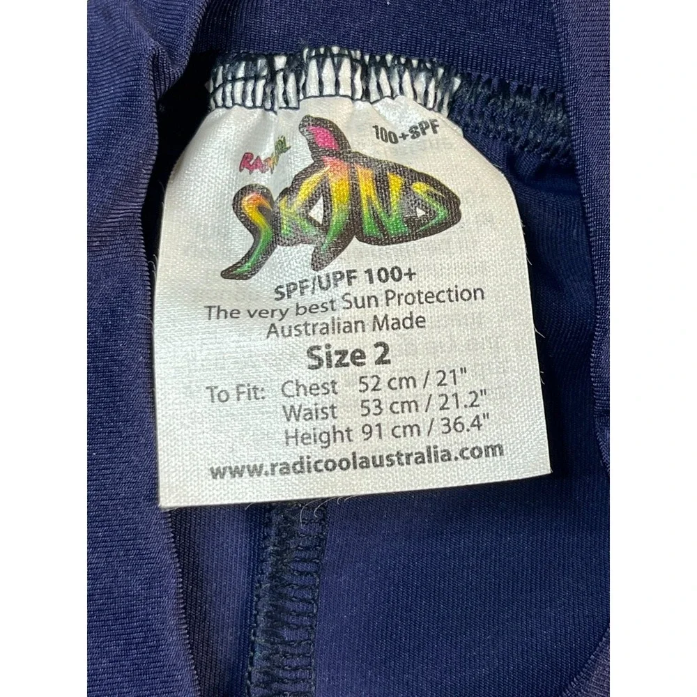 Radicool Skins Size 2 (2T) Swim Suit Sun Protective 100+ SPF Rashguard zip front